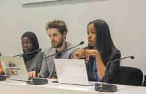 Linna Yassin speaking at a side event at COP24 about the role of young Africans in climate movements.