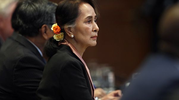 Myanmar lideri Aung San Suu Kyi, Myanmar'a açılan soykırım suçlamasını savunmak için Uluslararası Adalet Divanı'nda. Lahey / Hollanda Myanmar lideri Aung San Suu Kyi, Myanmar'a açılan soykırım suçlamasını savunmak için Uluslararası Adalet Divanı'nda. Lahey / Hollanda