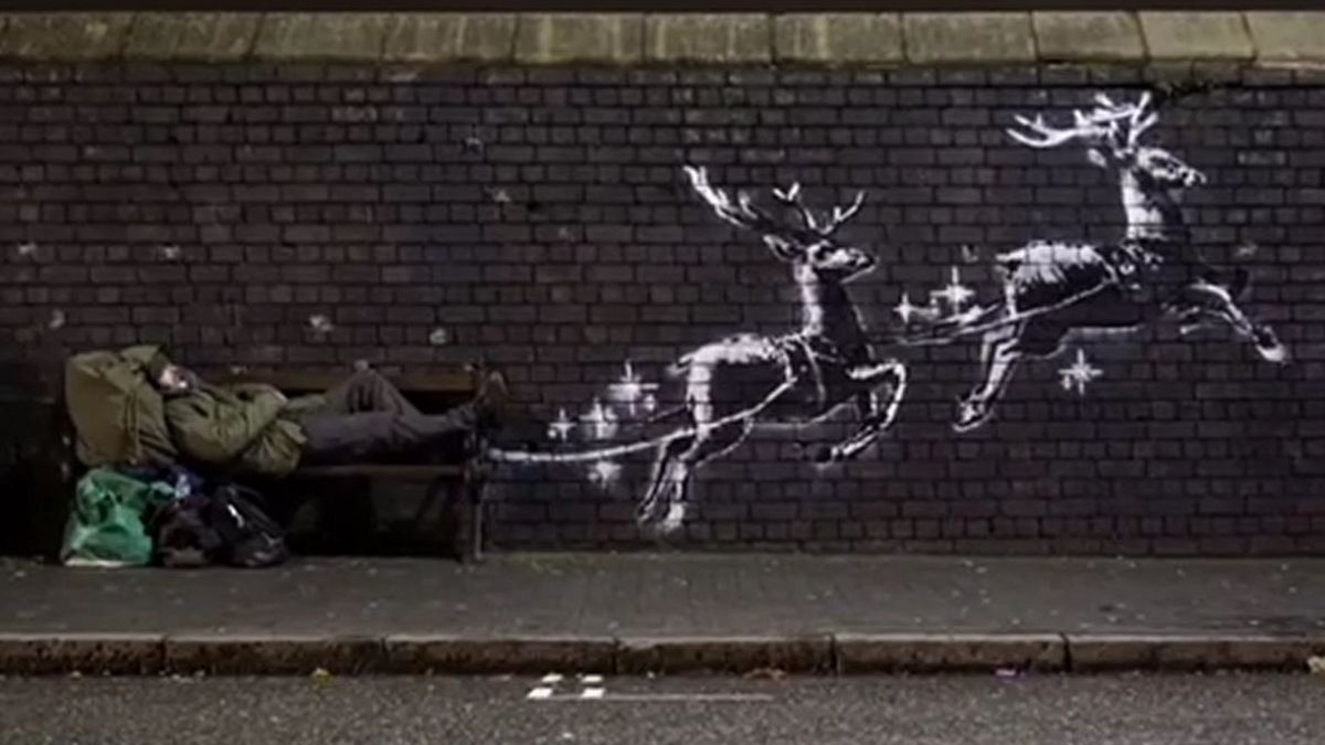 Banksy's new work highlights the plight of the homeless in the UK