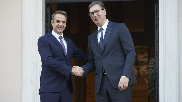 Ο πρωθυπουργός Κυριάκος Μητσοτάκης υποδέχεται τον Πρόεδρο της Σερβίας, Aleksandar Vucic Ο πρωθυπουργός Κυριάκος Μητσοτάκης υποδέχεται τον Πρόεδρο της Σερβίας, Aleksandar Vucic