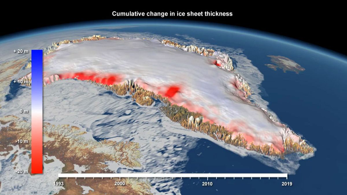 Zonas más afectadas por el derretimiento del casquete de Groenlandia