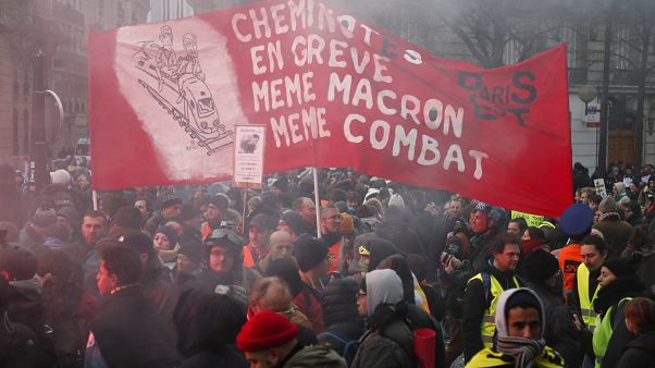 Une partie du cortège de la manifestation parisienne, le 10 décembre 2019 Une partie du cortège de la manifestation parisienne, le 10 décembre 2019