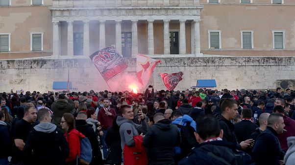 Ολυμπιακός - Ερυθρός Αστέρας: Γιορτή στο κέντρο της Αθήνας Ολυμπιακός - Ερυθρός Αστέρας: Γιορτή στο κέντρο της Αθήνας