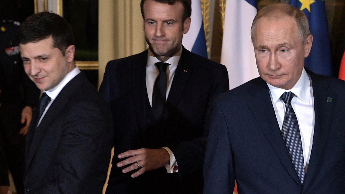 Putin, Zelenskiy, Macron