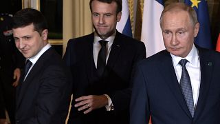 Putin, Zelenskiy, Macron
