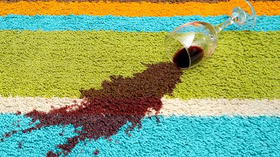 Red wine stains get on the carpet Red wine stains get on the carpet
