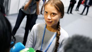 Climate change activist Greta Thunberg speaks to media during COP25 climate summit in Madrid