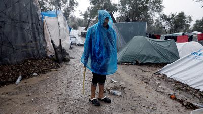 Heavy rain and cold weather hits migrants on Greek island of Lesbos