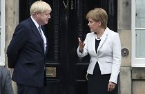 Scotland's First Minister Nicola Sturgeon welcomes Prime Minister Boris Johnson 