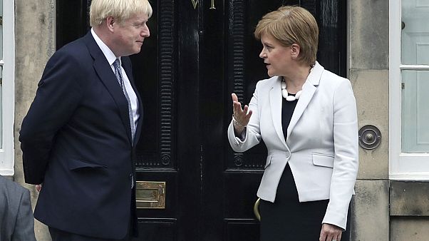 Scotland's First Minister Nicola Sturgeon welcomes Prime Minister Boris Johnson Scotland's First Minister Nicola Sturgeon welcomes Prime Minister Boris Johnson