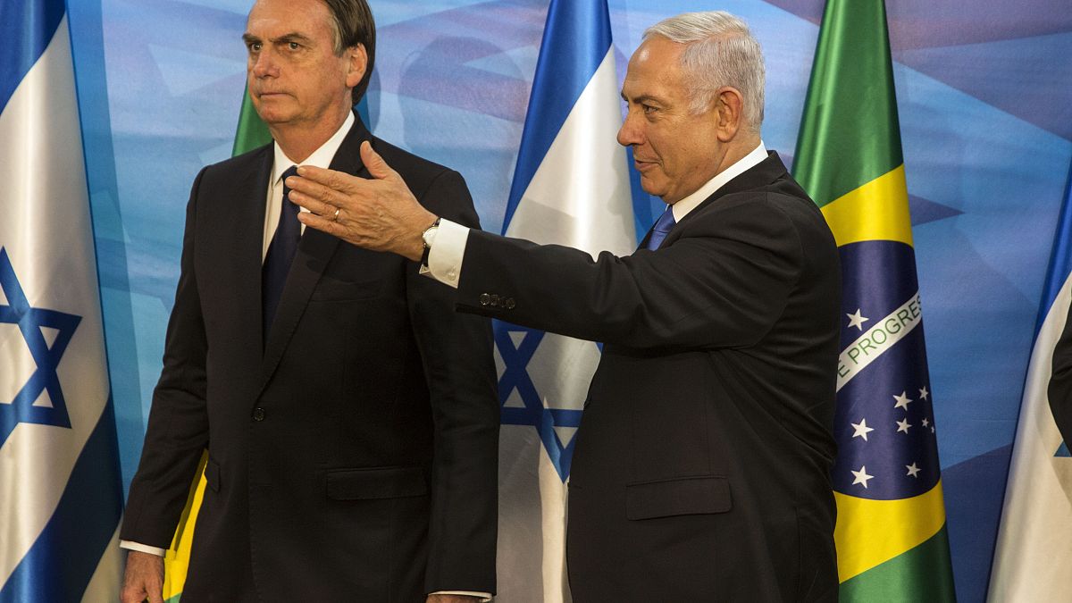 رئيس الوزراء الإسرائيلي بنيامين نتنياهو رفقة الرئيس البرازيلي جائير بولسونارو (أرشيف)