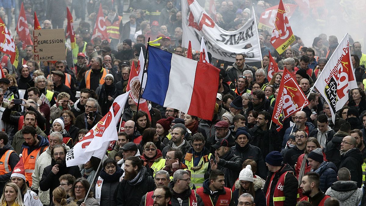 Protestors march in Lille 