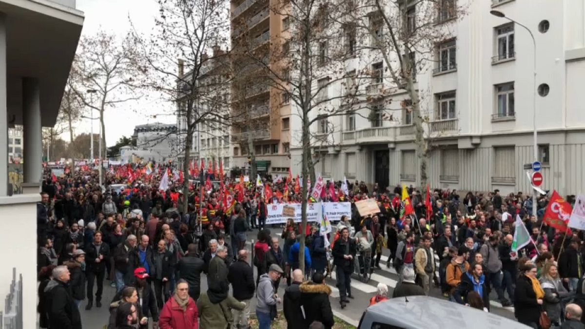 Unión sindical en Lyon contra la reforma de las pensiones 