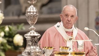 Pope Francis celebrates a Mass for the Philippine community of Rome, in St. Peter's Basilica at the Vatican to  Sunday, Dec. 15, 2019.