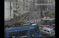 Watch: Car collides with two trams in Czech Republic