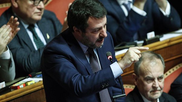League secretary Matteo Salvini delivers a speech at the Senate, in Rome, Italy, 11 December 2019. ANSA/GIUSEPPE LAMI League secretary Matteo Salvini delivers a speech at the Senate, in Rome, Italy, 11 December 2019. ANSA/GIUSEPPE LAMI