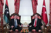 فايز السراج رئيس حكومة طرابلس والرئيس التركي رجب طيب إردوغان