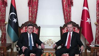 فايز السراج رئيس حكومة طرابلس والرئيس التركي رجب طيب إردوغان