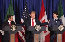 Meksika Devlet Başkanı Enrique Pena Nieto, ABD Başkanı Donald Trump ve Kanada Başbakanı Justin Trudeau