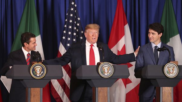 Meksika Devlet Başkanı Enrique Pena Nieto, ABD Başkanı Donald Trump ve Kanada Başbakanı Justin Trudeau Meksika Devlet Başkanı Enrique Pena Nieto, ABD Başkanı Donald Trump ve Kanada Başbakanı Justin Trudeau
