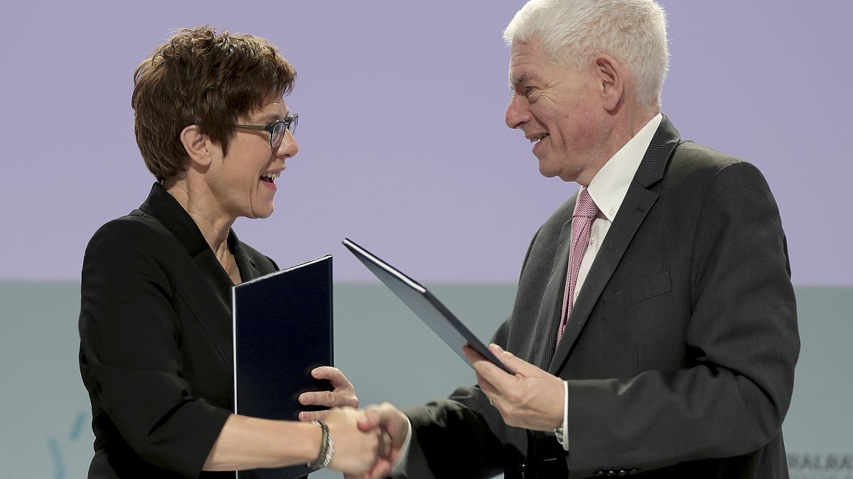 German Defence Minister Annegret Kramp-Karrenbauer, left, and Josef Schuster, President of the Central Council of Jews