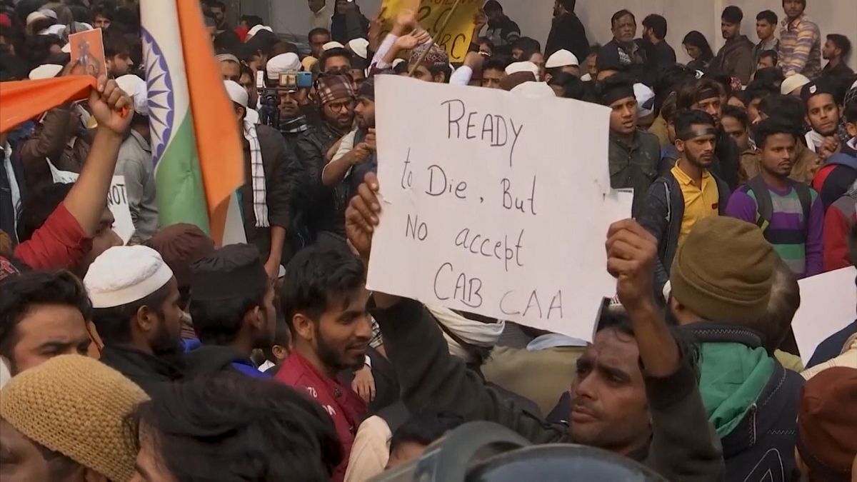 Student protest outside university in New Delhi