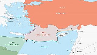 Harita üzerinde Türkiye - Libya anlaşması