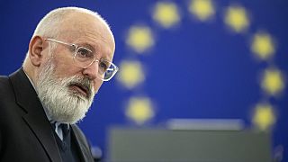 Frans Timmermans, first vice-President of the European Commission delivers his speech during the debate to prepare the EU summit, Tuesday Nov.26, 2019 in Strasbourg.