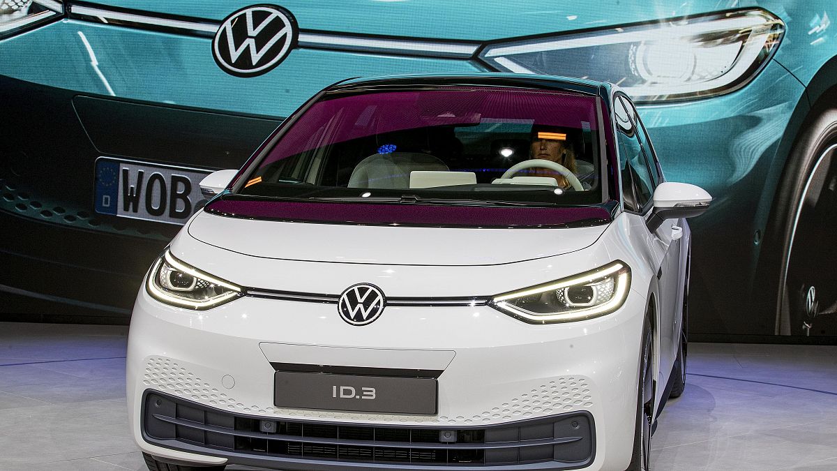 File photo of the Volkswagen ID3, an all-electric hatchback, at a car show in Germany