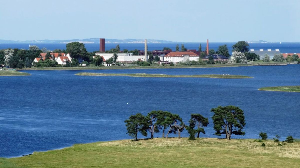 A view of the island of Riems - home to a vaccine development facility.