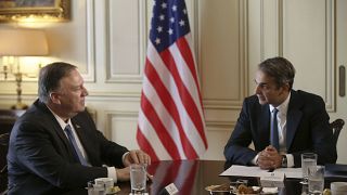 ABD Dışişleri Bakanı Pompeo Başbakan Kriakos Miçotakis ile ABD'de görüşürken