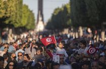 تونسيون يتظاهرون وسط العاصمة تونس. 2019/10/11