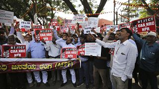 جانب من المظاهرات الرافضة لقانون الجنسية الجديد في الهند، بنغالور 30 ديسمبر 2019