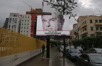 لوحة إعلانية رقمية لشركة دعاية لبنانية دعما للرئيس التنفيذي السابق لشركة نيسان كارلوس غصن في لبنان 2018.