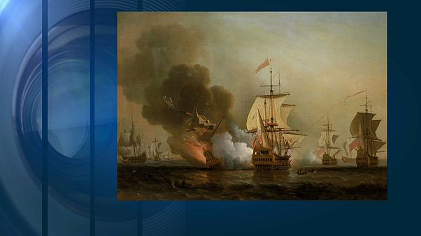 Cuadro del hundimiento del galeón San José en la batalla de Barú, obra del pintor Samuel Scott (1702-1772) Cuadro del hundimiento del galeón San José en la batalla de Barú, obra del pintor Samuel Scott (1702-1772)