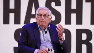 David Stern from NBA being interviewed on stag at the Hashtag Sports event on Wednesday, June 26, 2019 in New York.