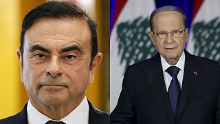 الرئيس اللبناني ميشال عون والرئيس السابق لمجموعة نيسان رينو كارلوس غصن