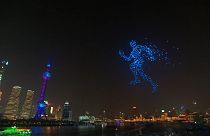 Drone show as Shanghai welcomes in the new year