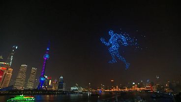 Drone show as Shanghai welcomes in the new year