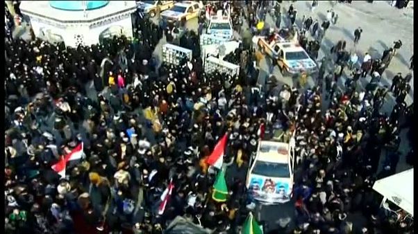 من تشييع قائد فيلق القدس في الحرس الثوري الإيراني قاسم سليماني ونائب رئيس هيئة الحشد الشعبي أبو مهدي المهندس من تشييع قائد فيلق القدس في الحرس الثوري الإيراني قاسم سليماني ونائب رئيس هيئة الحشد الشعبي أبو مهدي المهندس