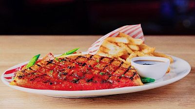 Watermelon steak and not-for-vegans burger launch for Veganuary Watermelon steak and not-for-vegans burger launch for Veganuary