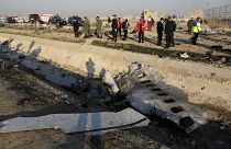 Debris from an Ukrainian plane which crashed in Shahedshahr southwest of Tehran, Iran, Jan. 8, 2020oroozi)