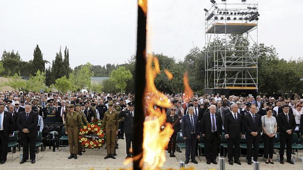 Der israelische Ministerpräsident Netanjahu hält eine Rede am Denkmal Yad Vashem in Jerusalem, Mai 2019 Der israelische Ministerpräsident Netanjahu hält eine Rede am Denkmal Yad Vashem in Jerusalem, Mai 2019