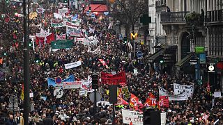 Une partie du cortège à Paris, lors de la quatrième journée de mobilisation contre la réforme des retraites, le 9 janvier 2020