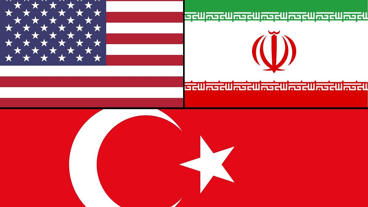 ABD, İran ve Türkiye bayrakları