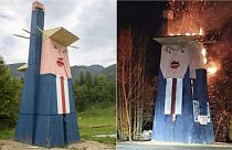 Donald Trump statue in Slovenia burned down