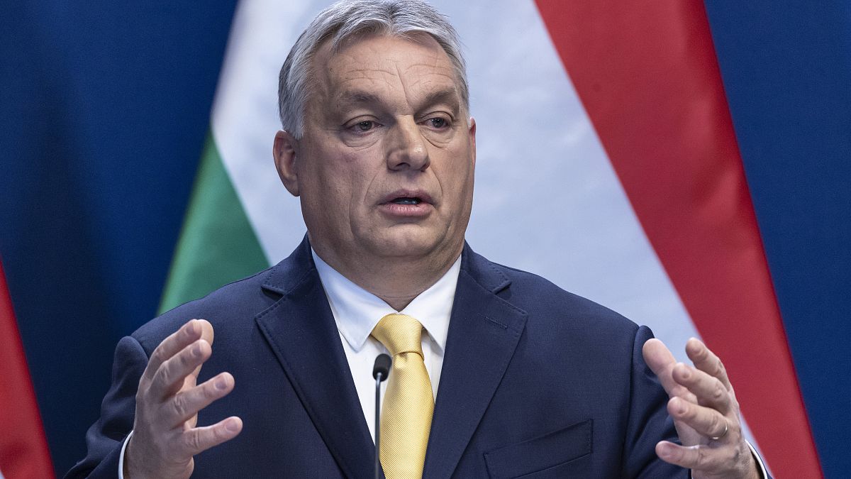 Viktor Orban addresses the media during the annual international press conference in Budapest last week.