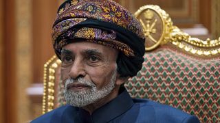 Sultan of Oman Qaboos bin Said al-Said sits during a meeting with the US secretary of state.
