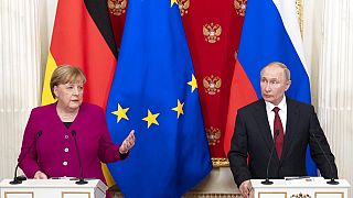 Angela Merkel met Vladimir Putin at the Kremlin