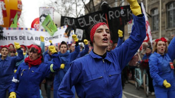 Manifestation contre la réforme des retraites à Paris, le 11 janvier 2020. Manifestation contre la réforme des retraites à Paris, le 11 janvier 2020.